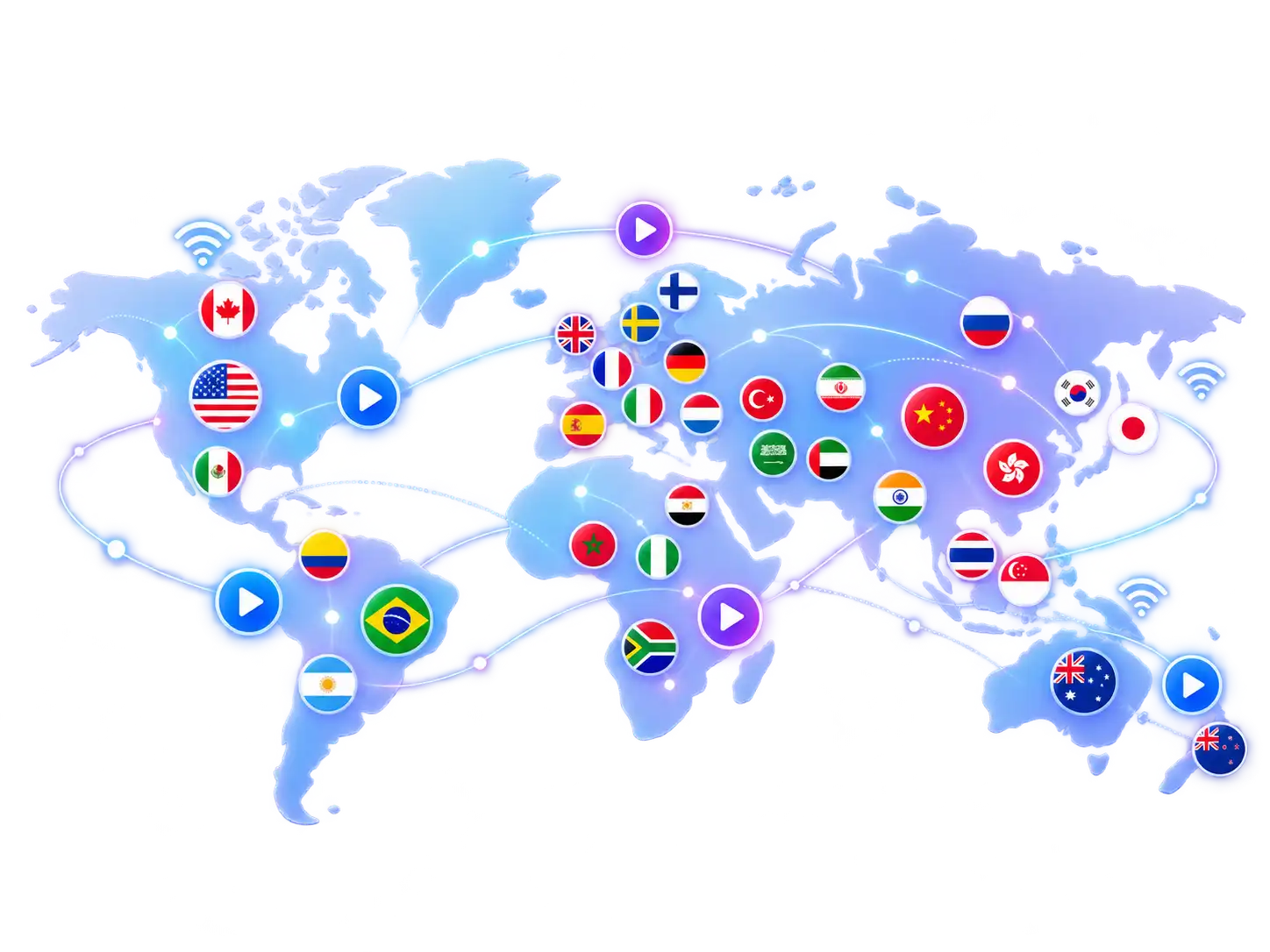 Carte mondiale des chaînes de streaming IPTV Xenon disponibles