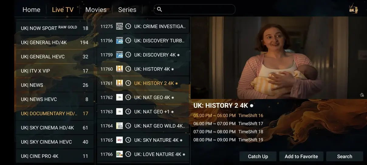 Guide électronique des programmes EPG sur application HOT Player